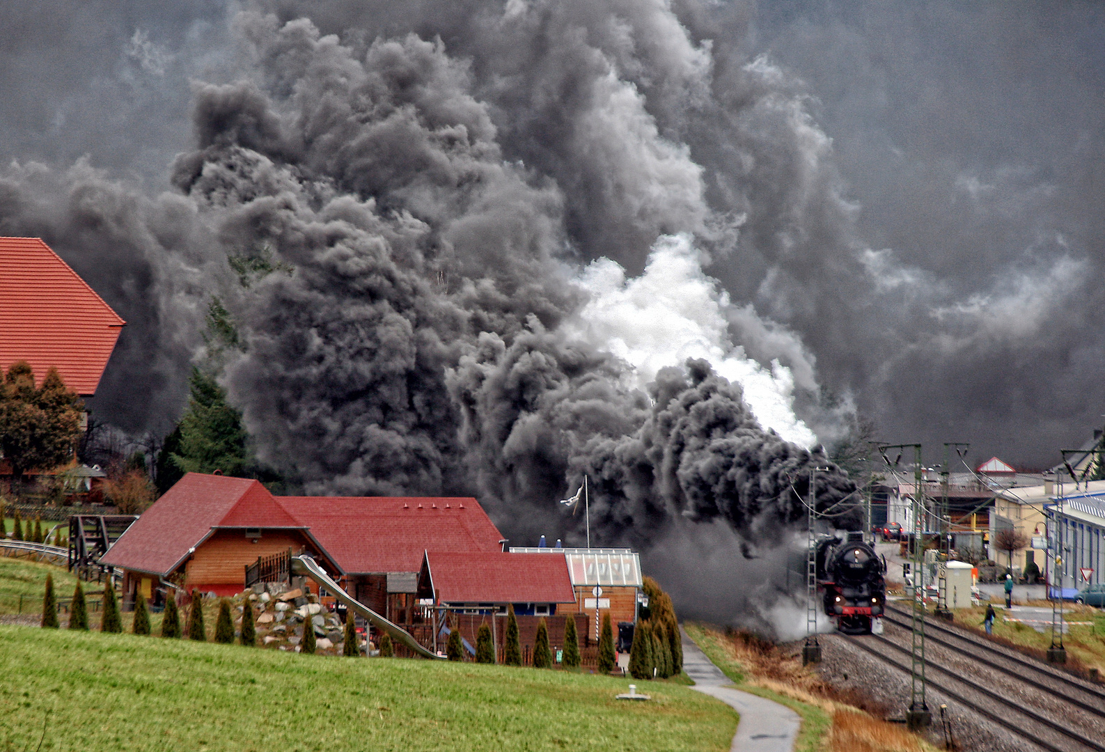 Dramatische Bergfahrt.