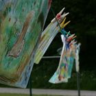 drawings of children against the weather in the alps