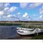 drei Boote am südlichen Ende vom Ringkøbing Fjord