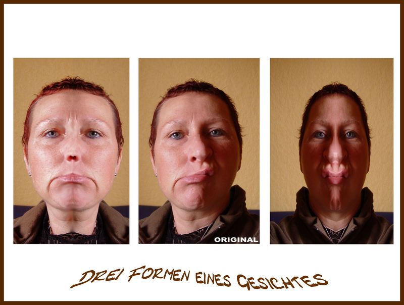 Drei Formen eines Gesichtes