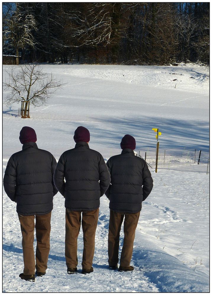 drei Männer im Schnee