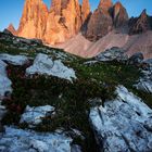 Drei Zinnen mit Alpenglühen