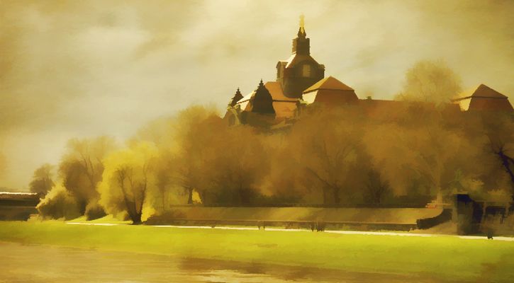 DRESDE  (RFA) Cathédrale en Arrière Plan)