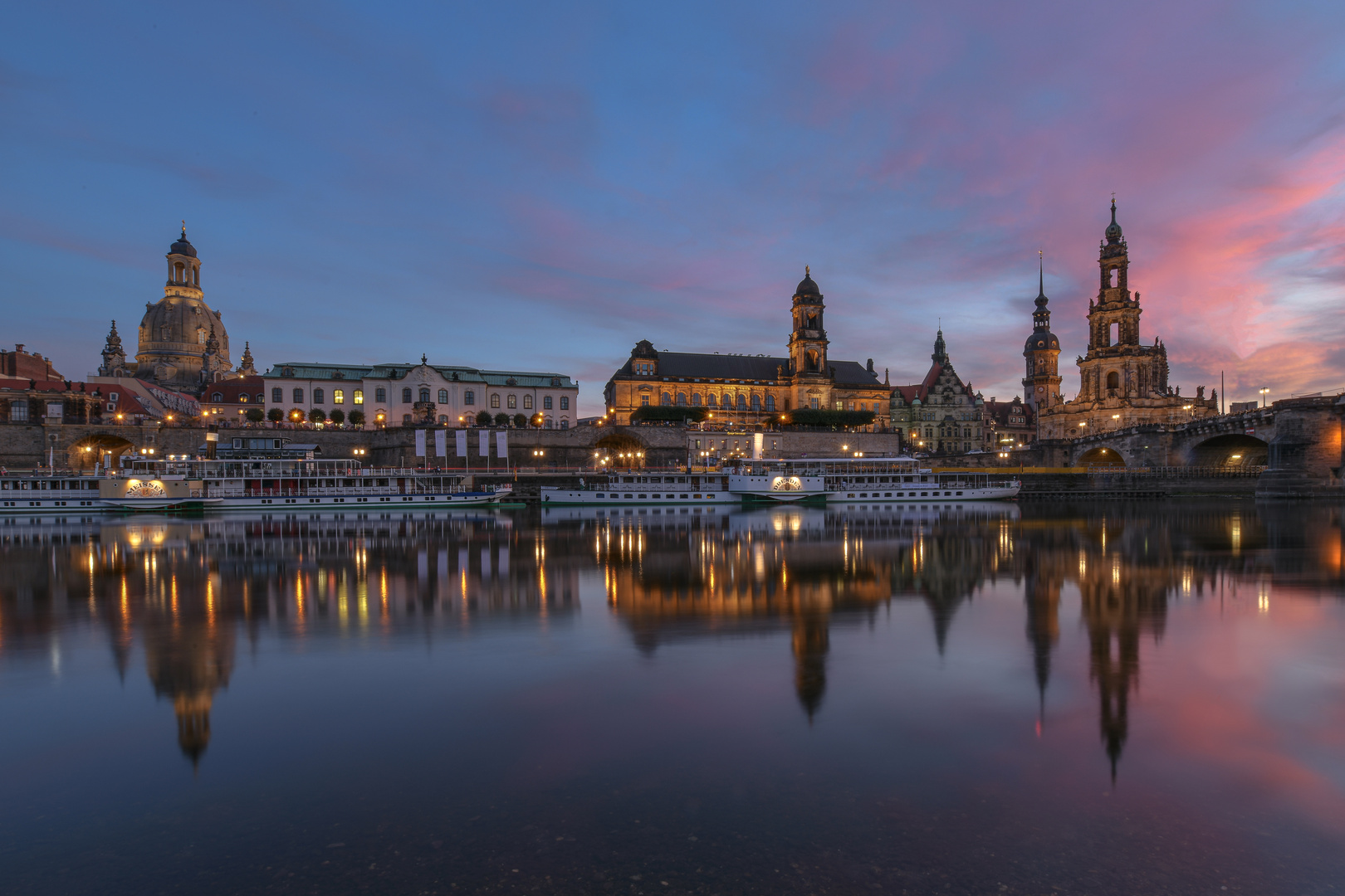 Dresden Altstadt bei Sonnenuntergang