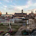 Dresden an einem Sommerabend an der Augustusbrücke