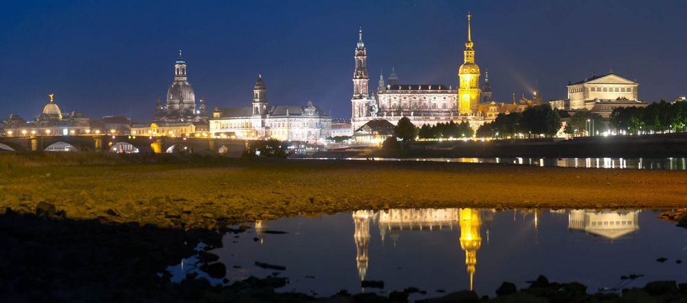 Dresden-Ansicht bei Niedrigwasser