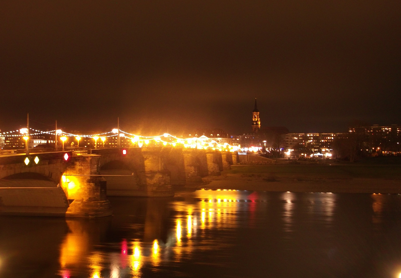 Dresden Augustusbrücke bei Nacht