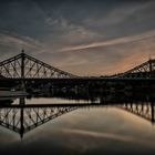 Dresden, Blaues Wunder bei Sonnenaufgang