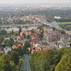 Dresden Loschwitz: Die Schwebebahn – Abwärtsblick zum Blauen Wunder und der Elbe