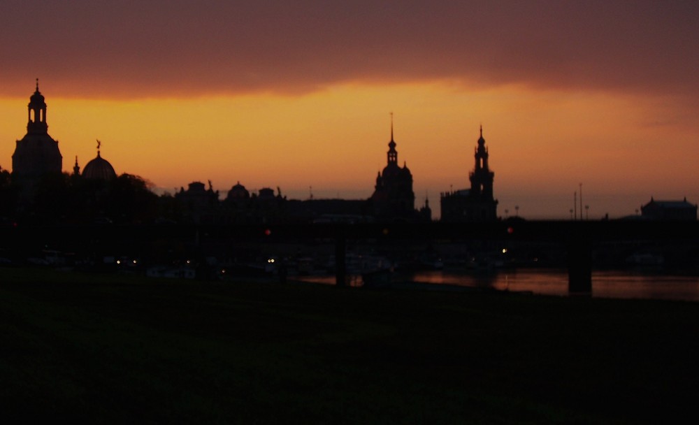 Dresdener Altstadt beim Sonnenuntergang