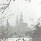 Dresdner Silhouette bei Schneesturm