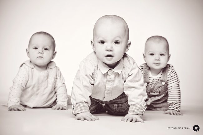 Drillinge im Fotostudio in Ibbenbüren