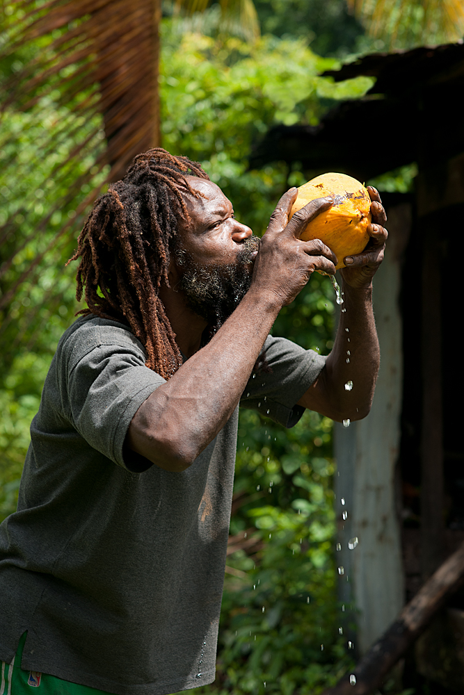 Drinking coconut milk