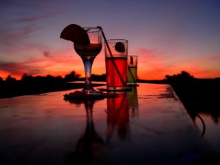 drinks at sunset