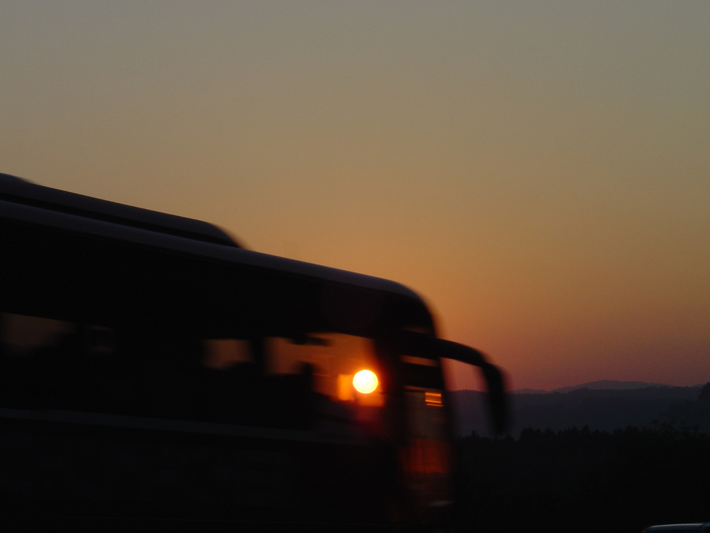 Drive in sunset