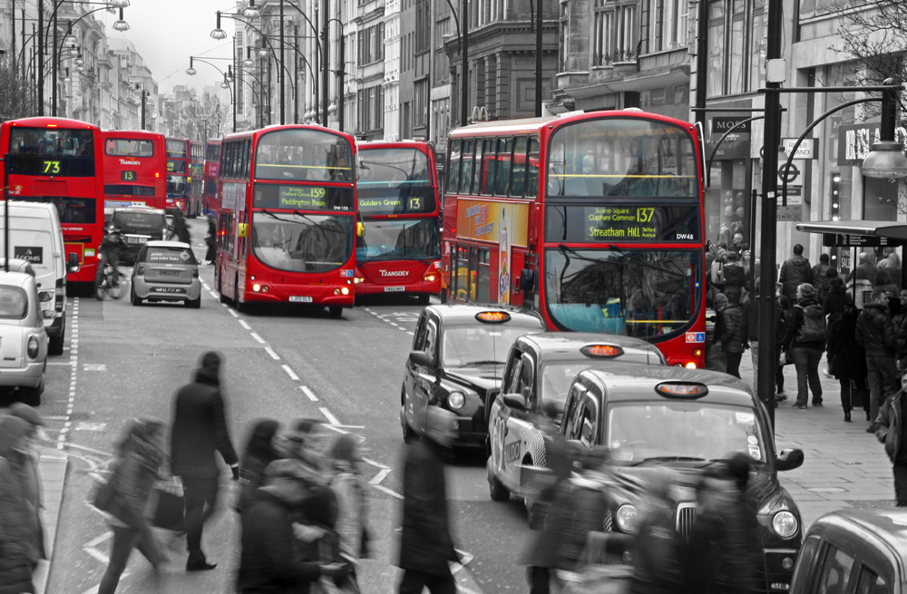 Driving through Oxford Street