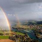 Drohne über dem Rhein