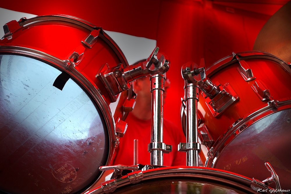 Drummer in red