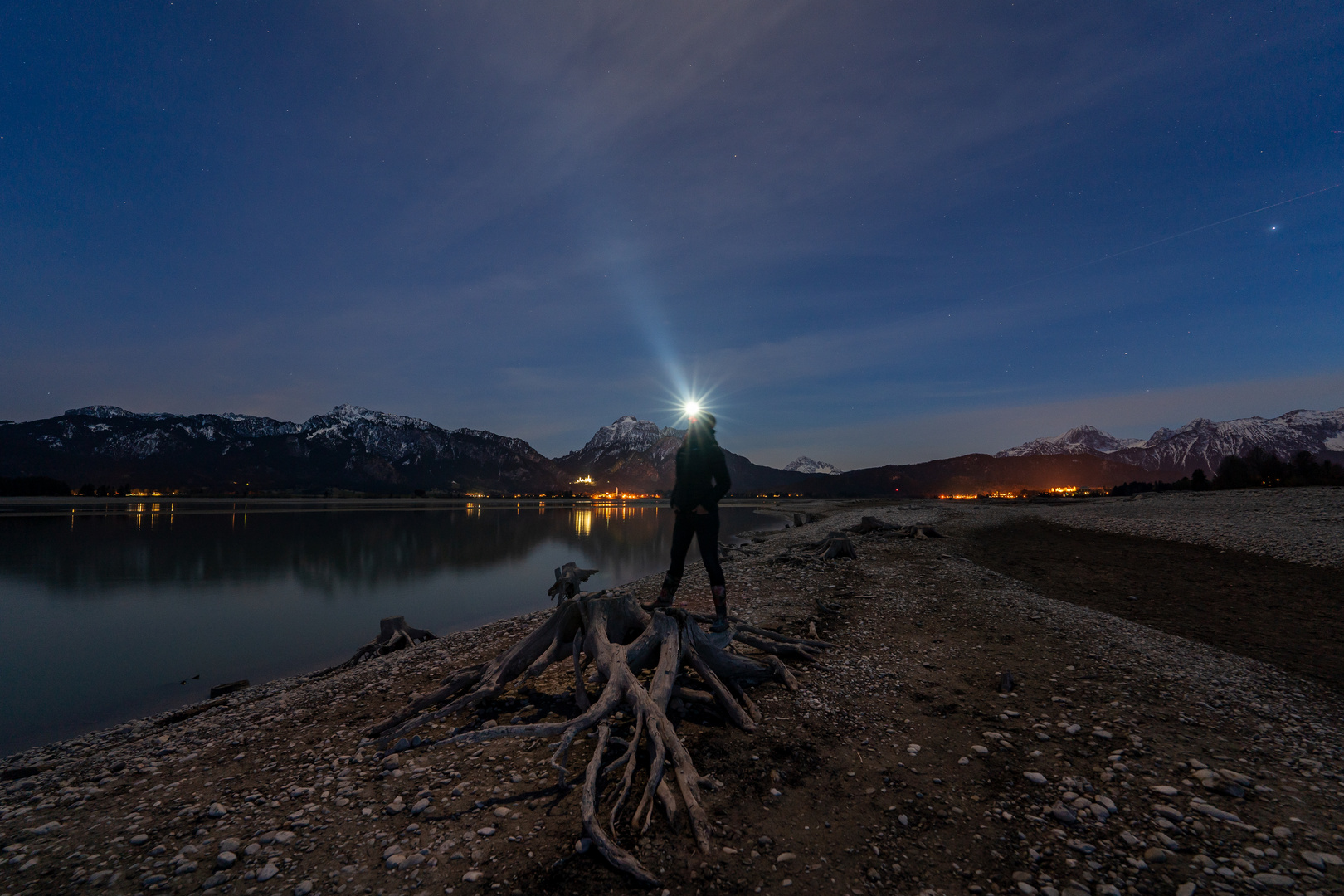 dry wood and lake and stars