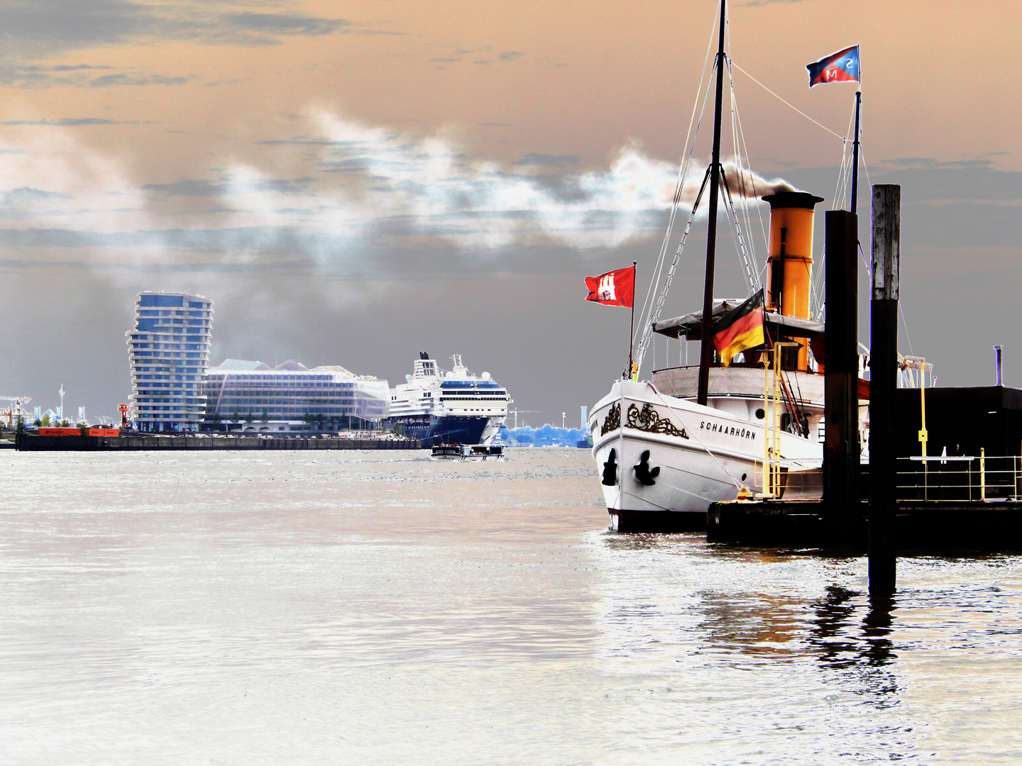 DS Schaarhörn und Cruise Terminal Hamburg