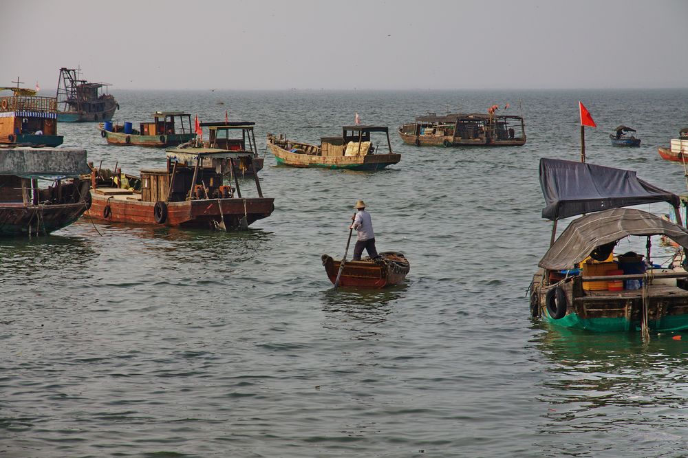 Dschunken im Hafen von Beihai (1)