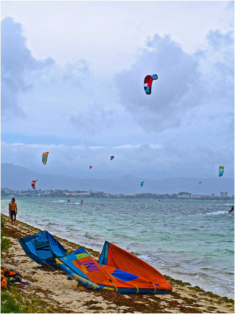 Du rouge dans les voiles de kite-surf