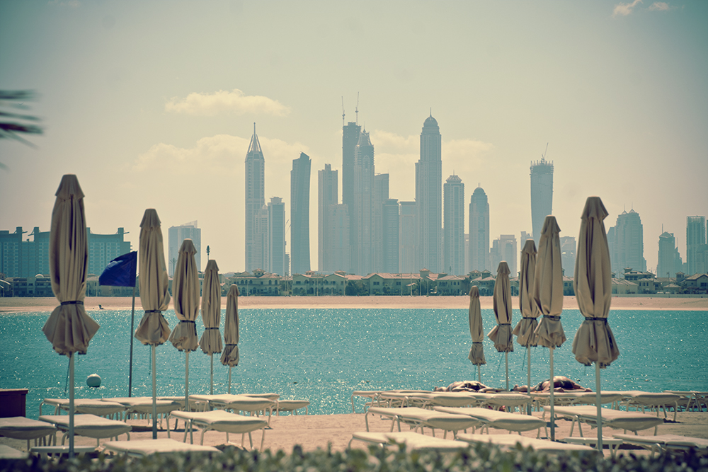 Dubai Skyline von der Palm-Insel