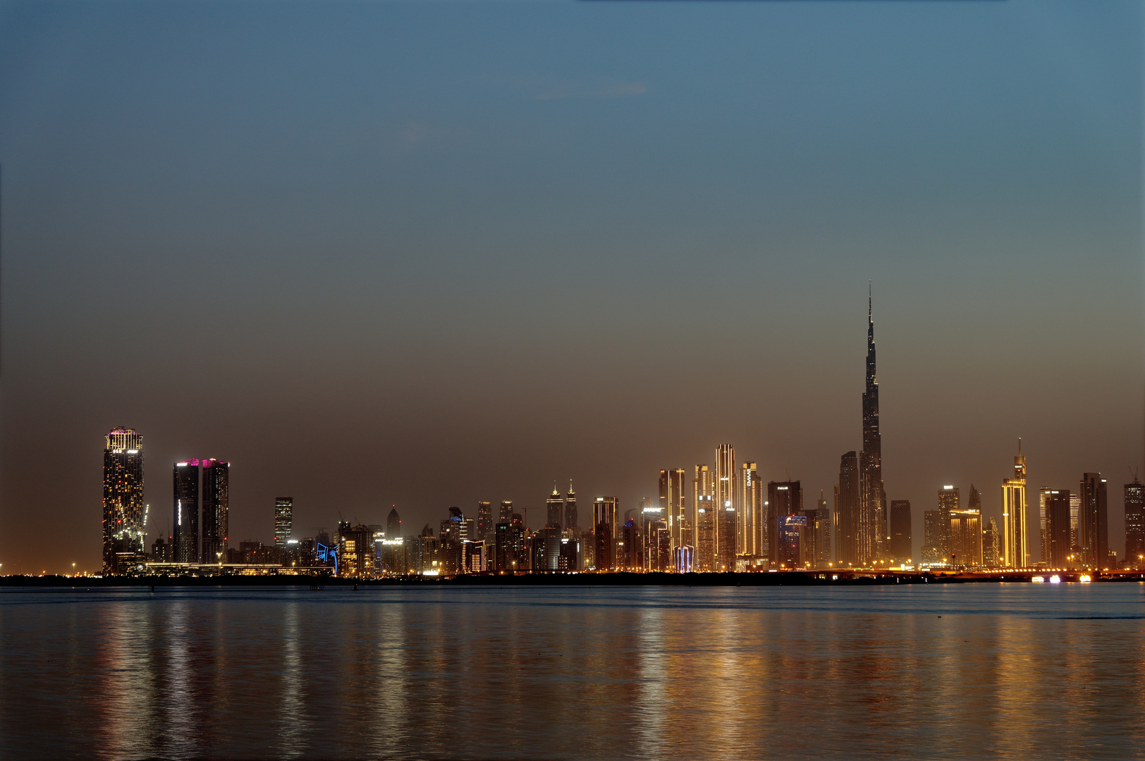 Dubai sunset seen from Dubai Creek Harbour