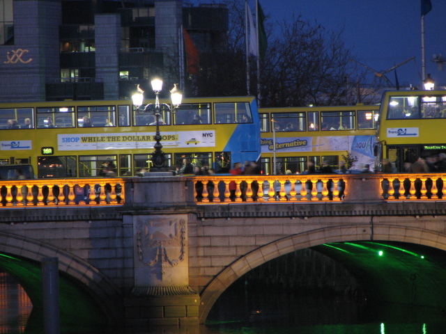 Dublin bus over O'connell bridge