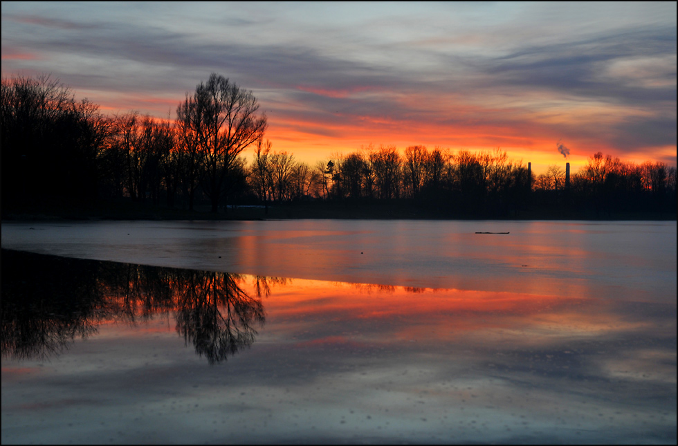 dünneis mit abendrot