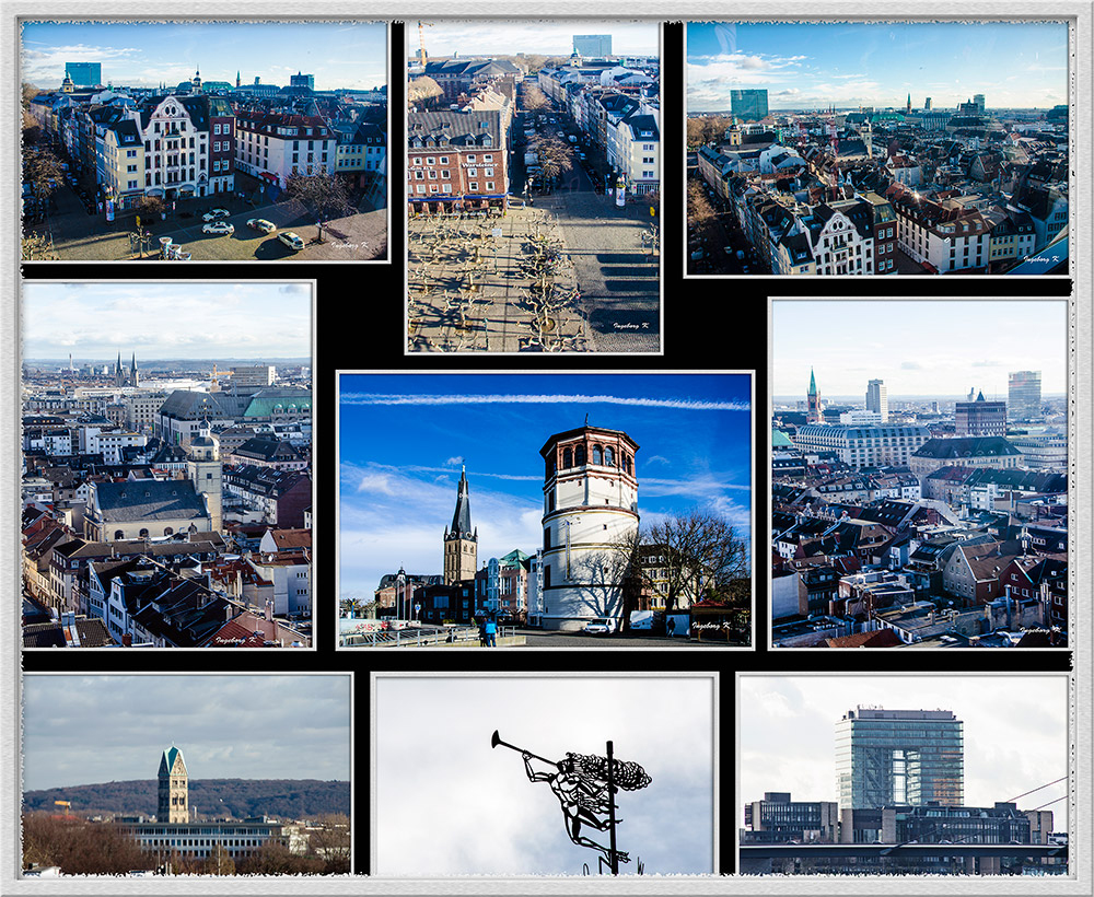 Düsseldorf - Blick auf Altstadt und Stadt vom Riesenrad am Rheinufer