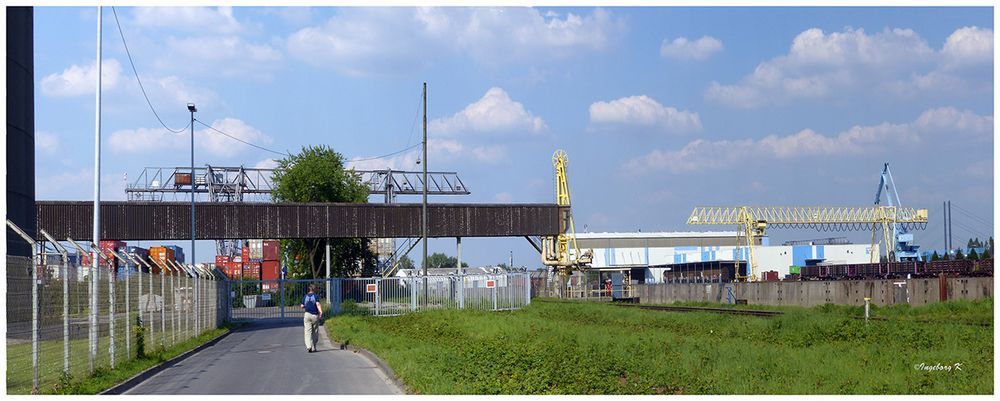 Düsseldorf - Hafen - Weg zum Containerverladeplatz