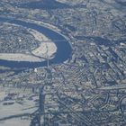 Düsseldorf im WInter von oben und mit Schnee