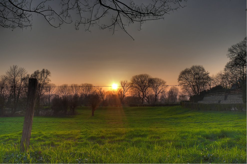 Düsseldorf Kaiserswerth: Sonnenuntergang Rheinauen