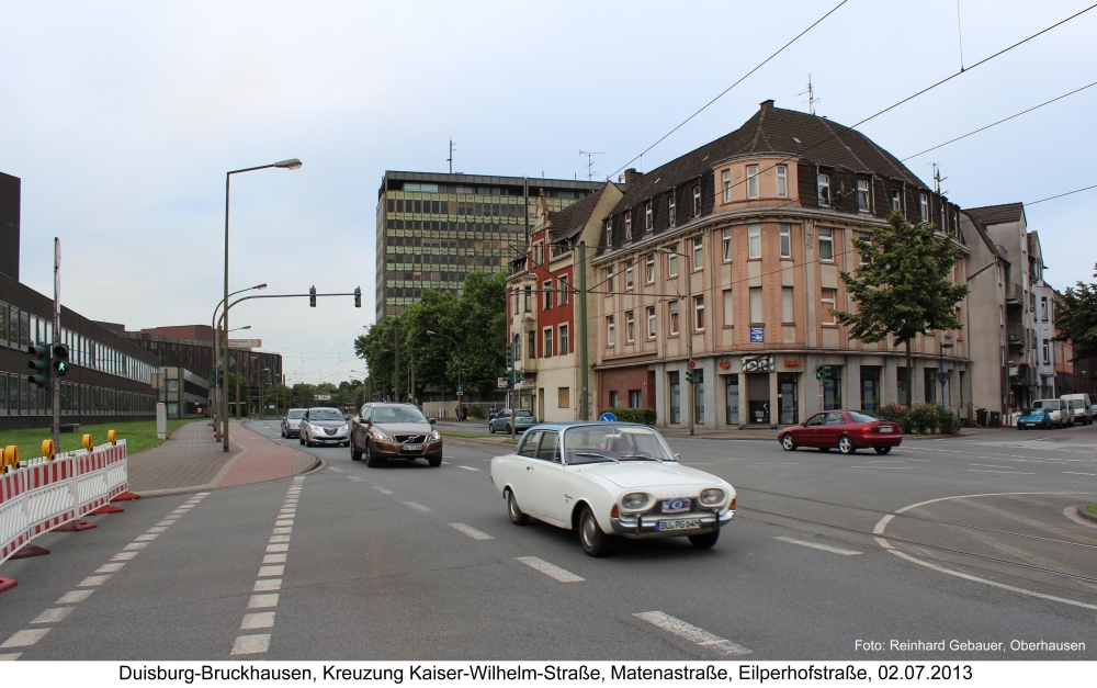 Duisburg-Bruckhausen, Kaiser-Wilhelmstraße, Kreuzung Matenastraße, Eilperhofstraße