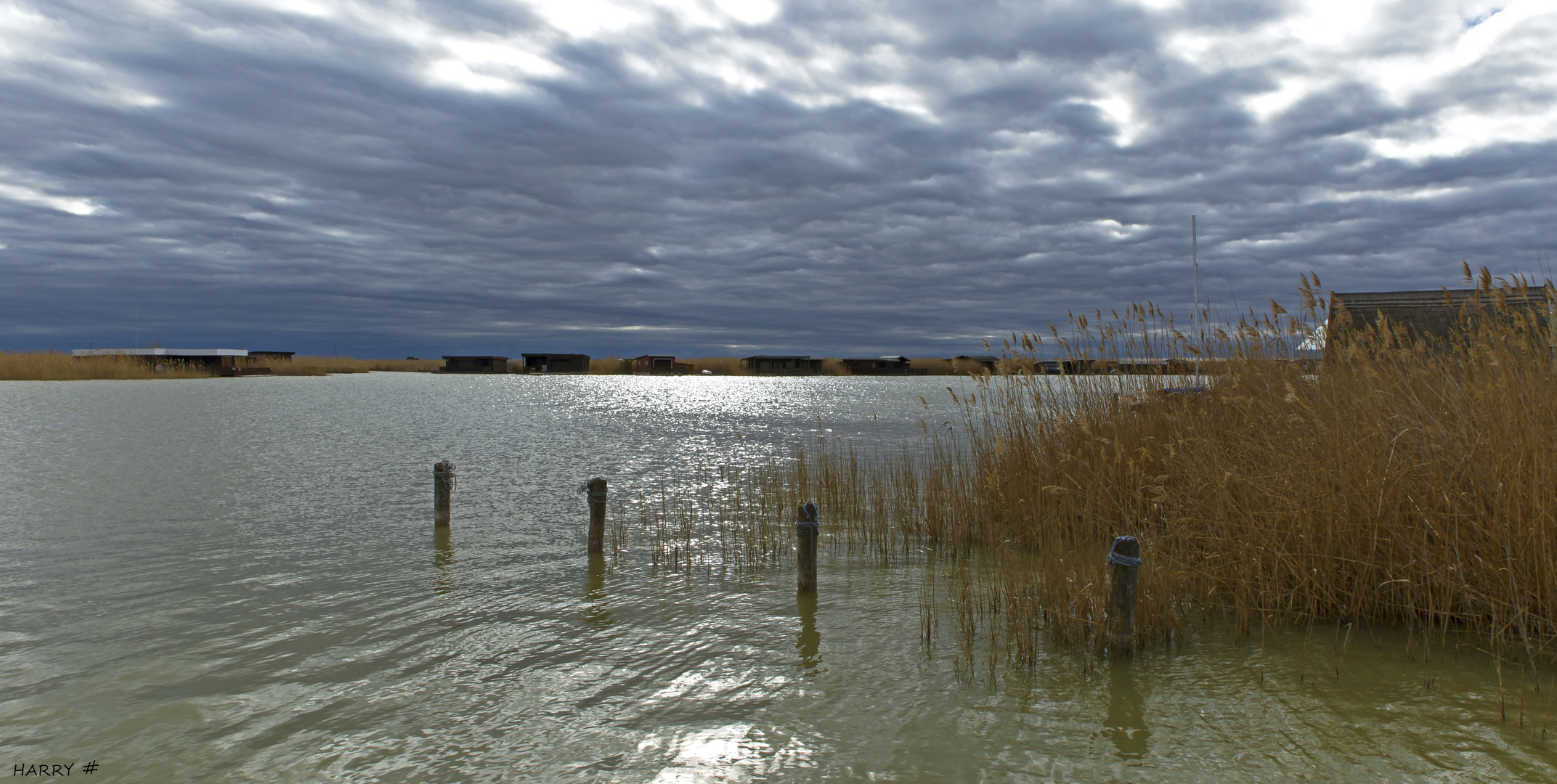 Dunkle Wolken am See