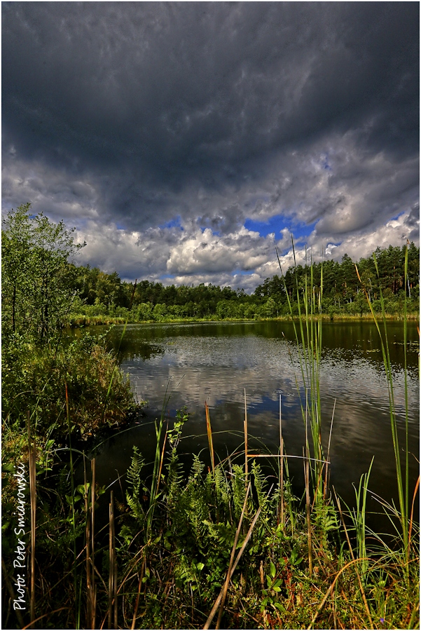 Dunkle Wolken am See