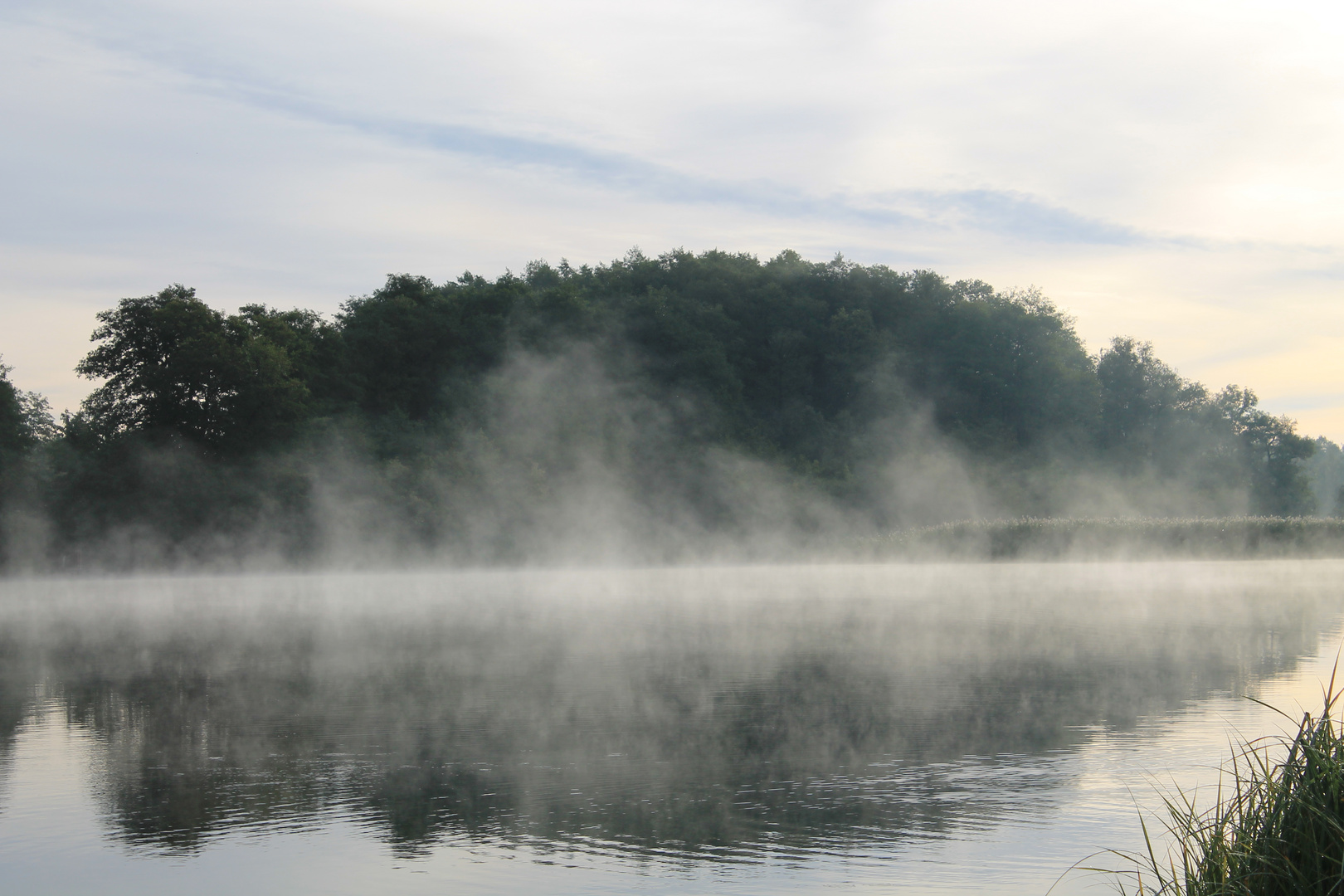 Dunst über dem See .