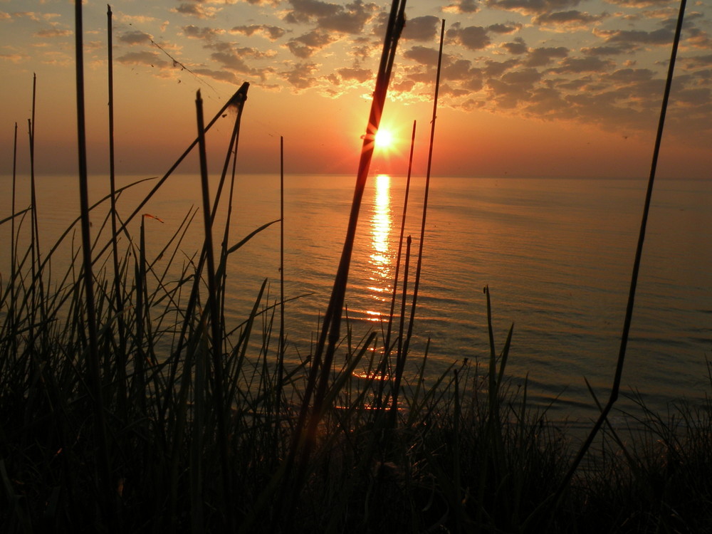 Durch das Gras geschaut,ein Sonnenuntergang in Lønstrup .