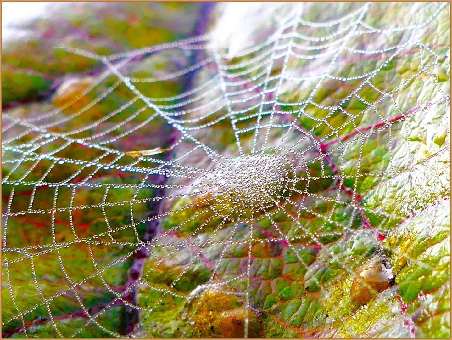 Durchblick auf ein herbstlich buntes Blatt 