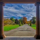 "Durchblick" Orangerie Gera mit Blick auf den Küchengarten 