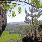 Durchblick zum Großen Zschirnstein, dem höchsten Berg der Sächsischen Schweiz