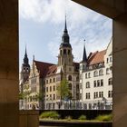 Durchblick zum Landgericht Halle (Saale)