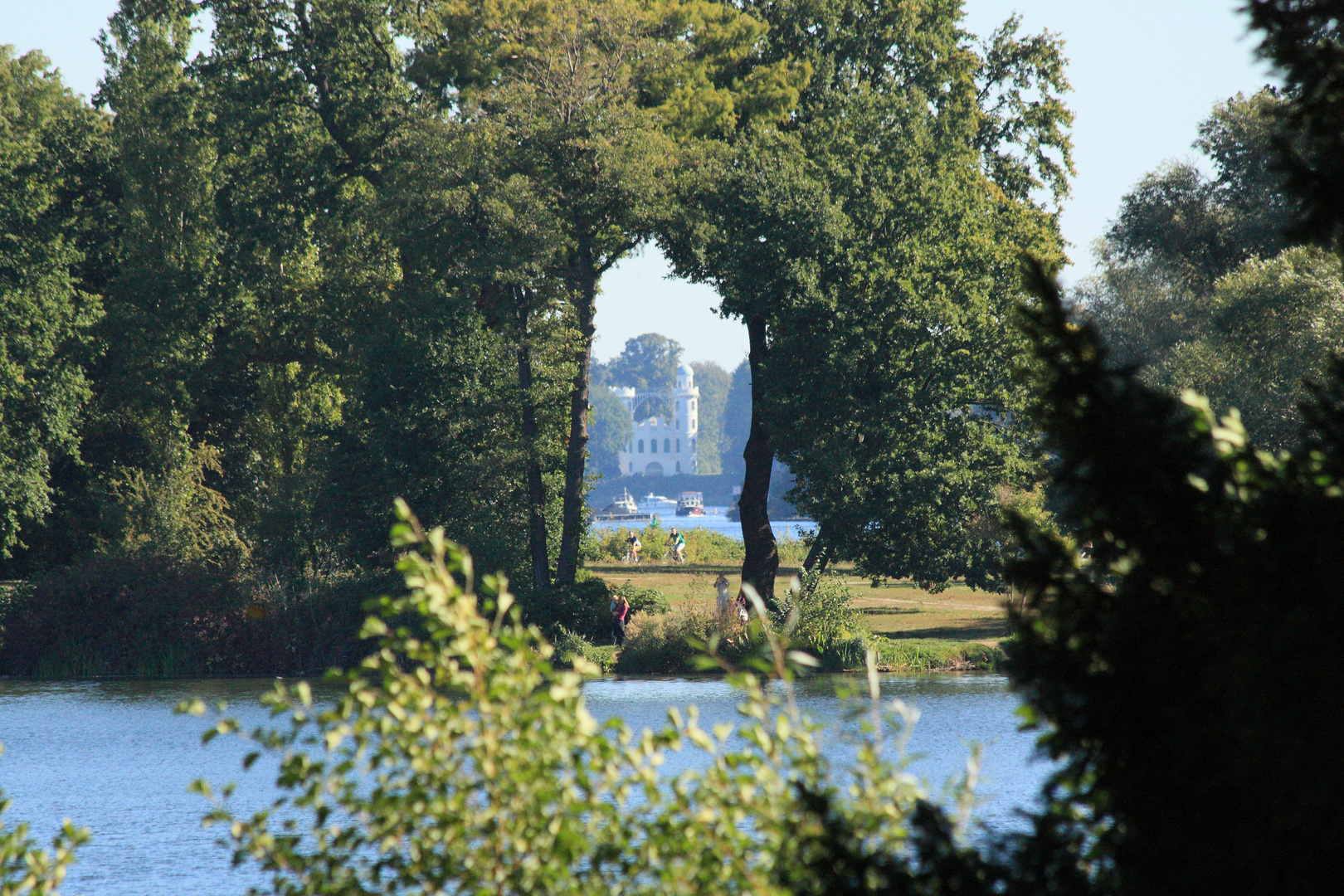 Durchblick zum Pfaueninsel-Schloss...