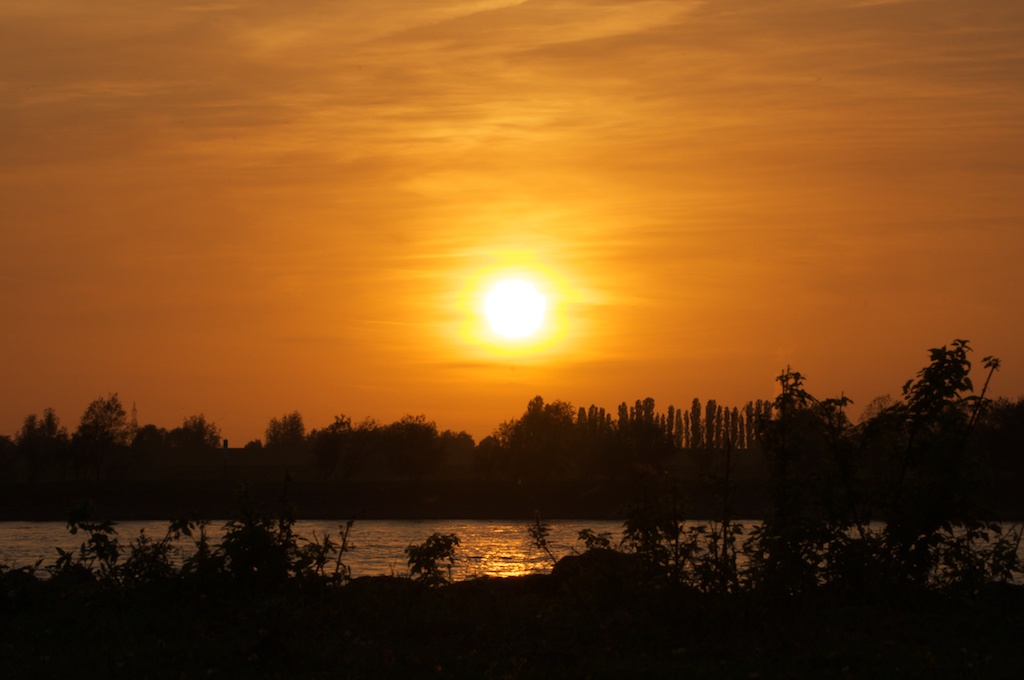 Dusk at river rhine