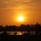 Dusk at river rhine