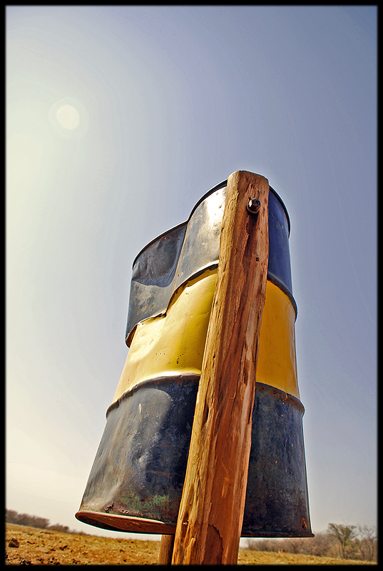 Dustbin in the middle of Botswana