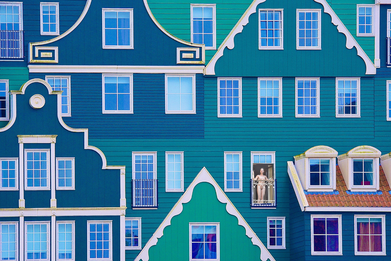 Dutch girl at a French window