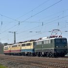  E40 128 zusammen  mit 140 423  E03 001 und 103 113 am 05.04.20 bei Bielefeld-Ummeln