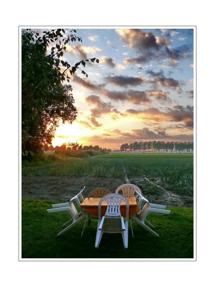 Early morning during the summer holidays (with a family of chairs).